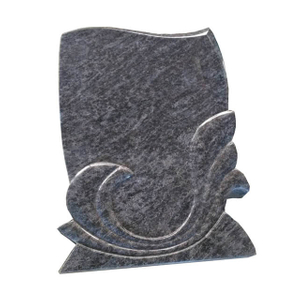 Blue Granite Headstone With Carving