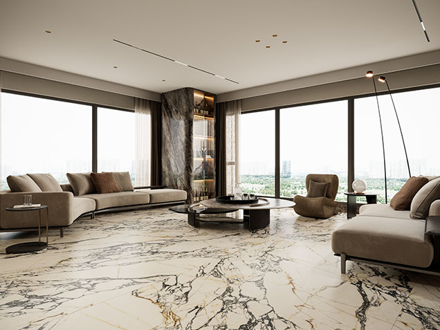 Bulgari Gold Sintered Stone Slab Flooring