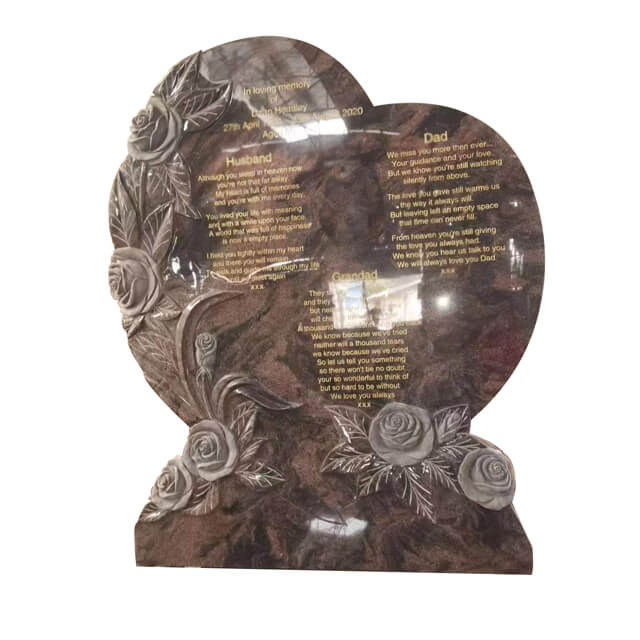 Carved Rose Heart Headstone