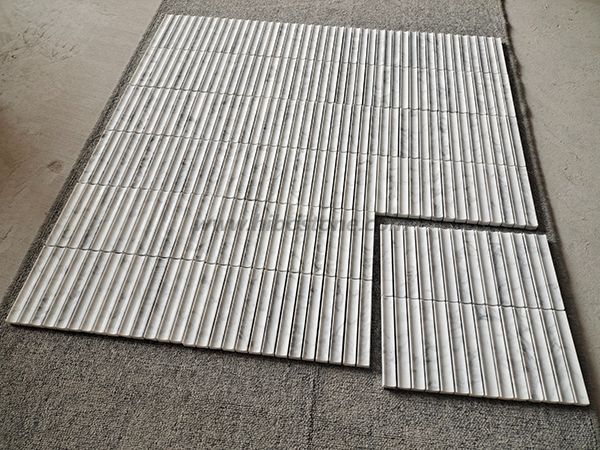 White Marble Concave Mosaic Tiles