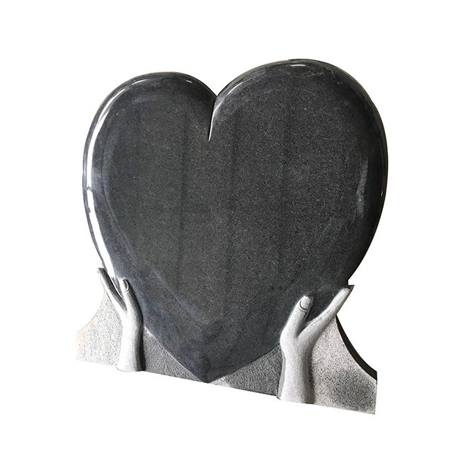 Dark Grey Granite Heart Gravestone