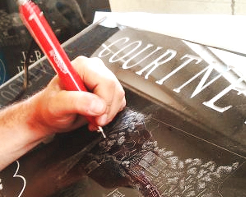 Custom Etching Hand artist granite tombstone