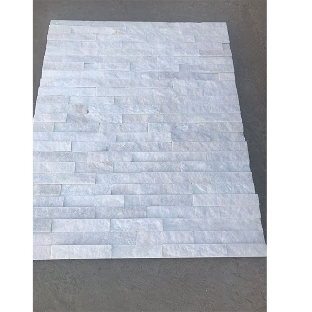 White quartzite stacked stone panel