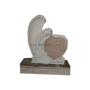 Pink Granite Angel Heart Headstone