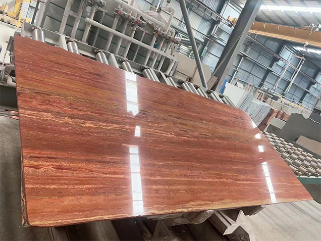 Red Travertine Polished Slab