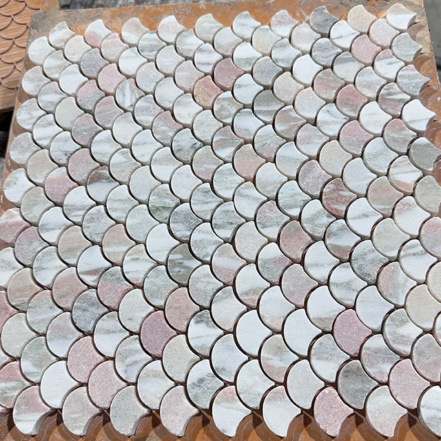Norway Red Marble FishScale Mosaic tile