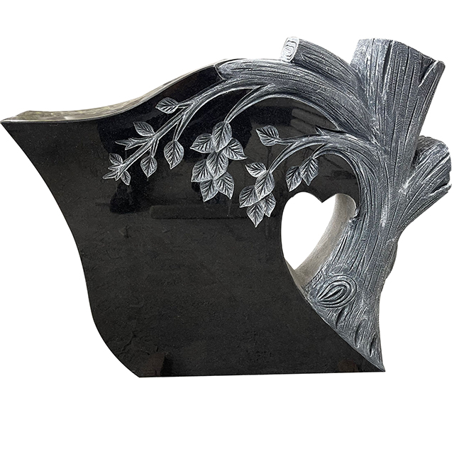 india black Z Carved tree upright headstones