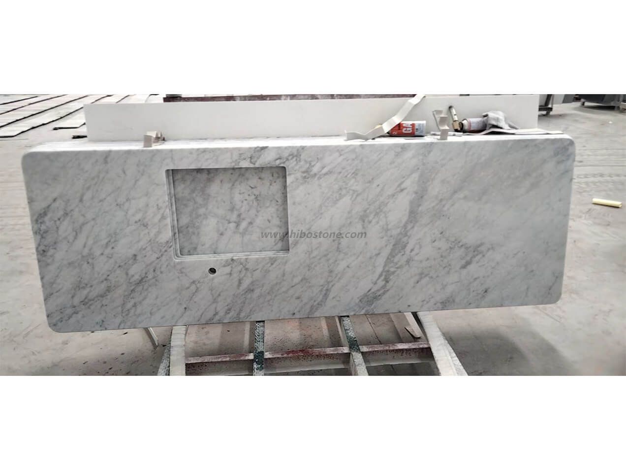 Italian White Marble Kitchen Countertop Island Top