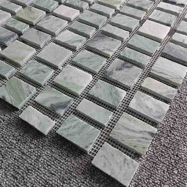 Martiaca Green Marble Split Edge Mosaic Tiles