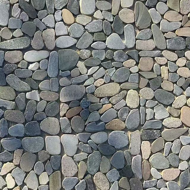 Flat Pebble Mosaic Tile 
