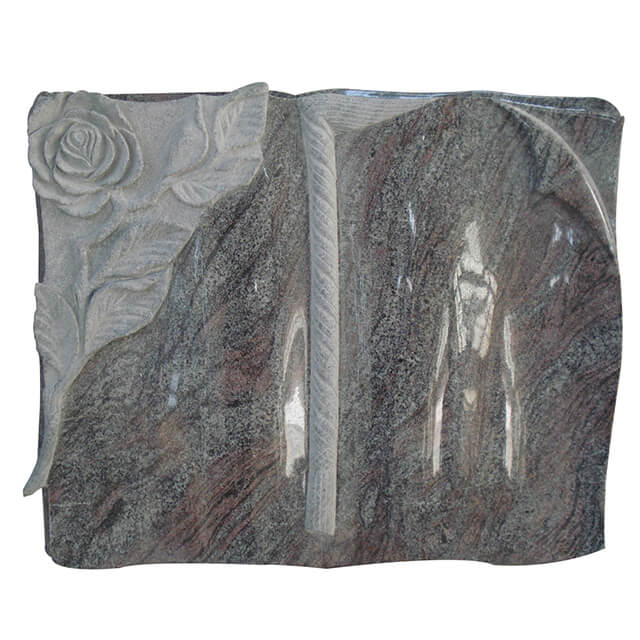Carved Rose Book Headstones