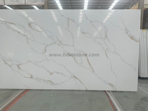 Artificial Calacatta Gold Quartz Stone Slab Polished