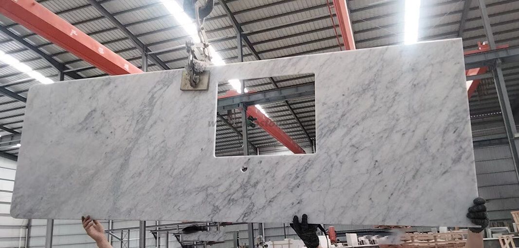 Italian White Marble Kitchen Countertop Island Top