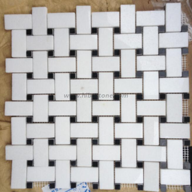 Basketweave Mosaic Tile In Thassos White