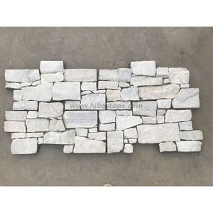 White Quartzite Stacked Stone Panels Split Face