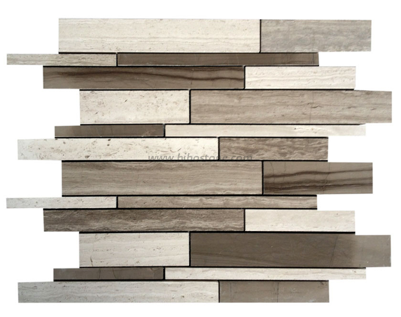 Wooden White Large Liner Mosaic Tile