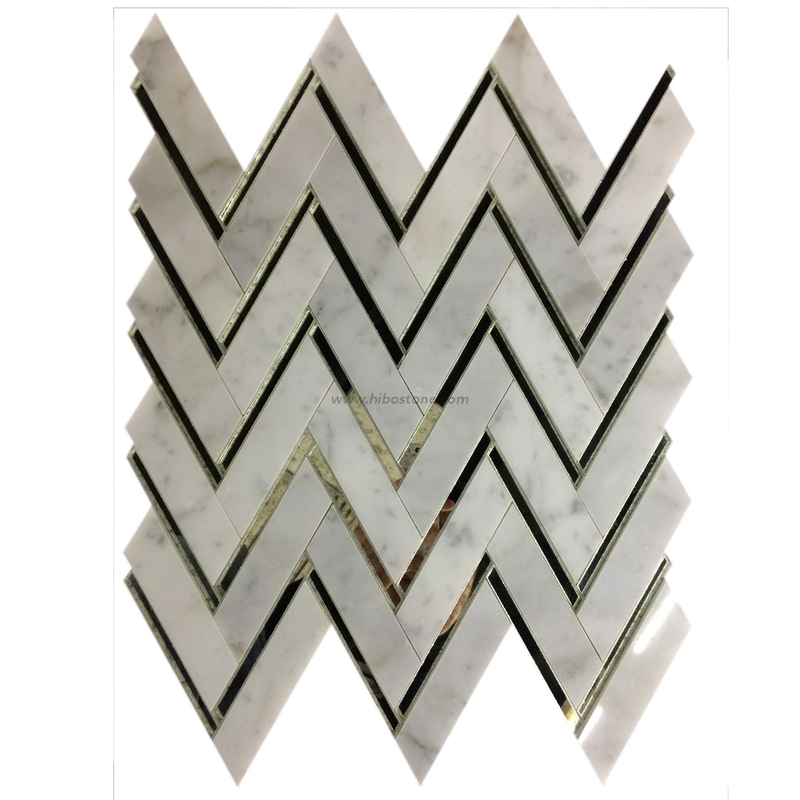 China Carrara White Herringbone Mosaic