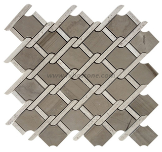 China Wooden Grey Marble Backsplash Mosaic Tile Manufacturer