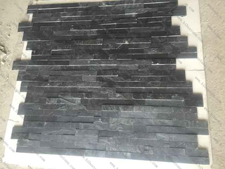 ST-018 Black Slate Stacked Stone Panel