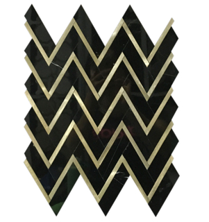 Black Marble Herringbone Mosaic