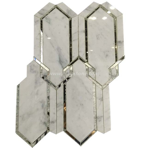 Carrara White Marble With Mirror Water Jet Mosaic Tiles