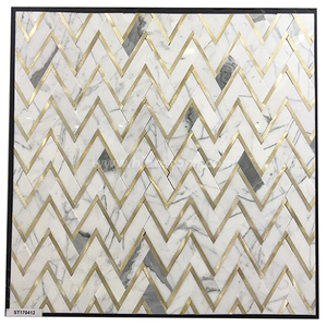 Luxury Waterjet Marble Mosaic Herringbone Tiles