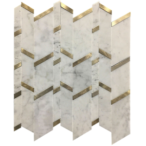 China Metal Mixed Marble Peel And Stick Mosaic 