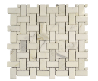 Basketweave Mosaic In Calacatta Gold