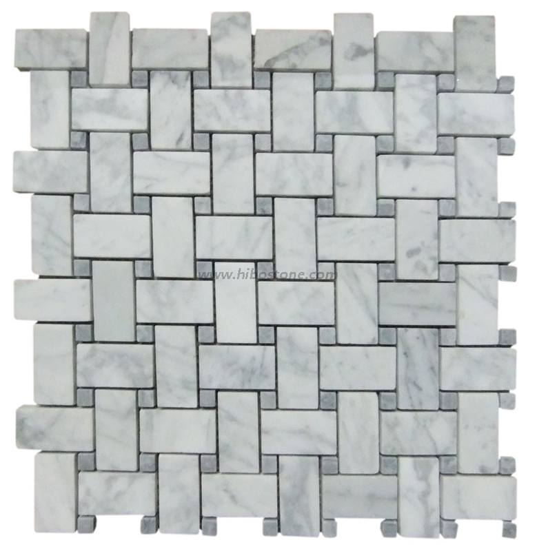 Basketweave Mosaic In Carrara White