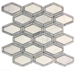 China Grey And White Marble Long Hexagon Mosaic Manufacturer