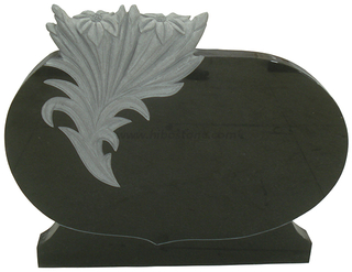 Black Granite Headstone With Flowers