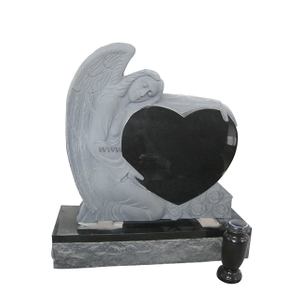 Black Granite Angel Holding Heart Headstones