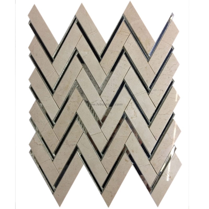 China Beige Marble Herringbone Mosaic