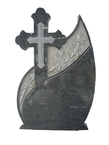 Dark Grey Granite Orthodox Cross Monument