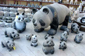 Hand Carved Stone Panda Garden Sculpture