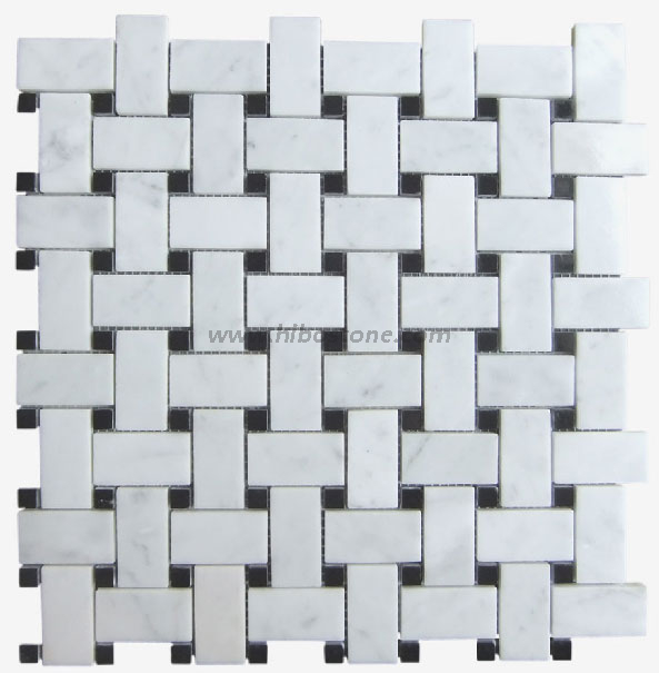 Basketweave Mosaic In Carrara White