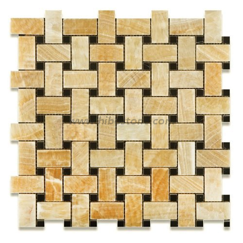 Honey Onyx Basketweave Mosaic Polished