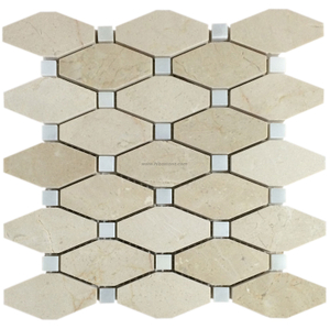 China Crema Marfil Rhomboid Marble Mosaic Tile Manufacturer