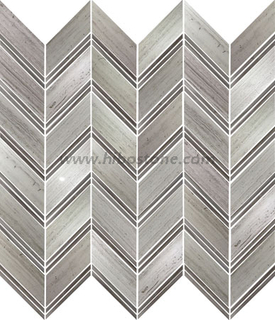 China Wooden White Marble Chevron Mosaic Tile