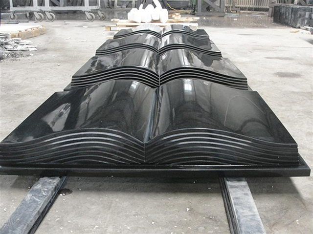 Black Granite Book memorial headstone