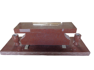 Red Granite Cremation Pedestal Bench Headstones With Vases