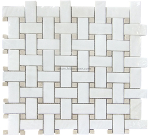 Basketweave Mosaic Tile In Thassos White