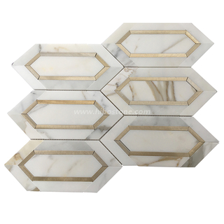Calacatta Gold Marble With Metal Mosaico tiles