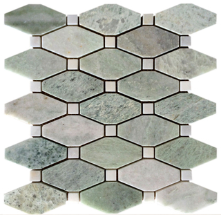 China Natural Green Rhomboid Marble Mosaic Tile Manufacturer