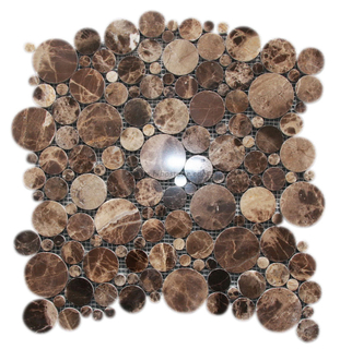 China Dark Emperador Round Marble Mosaic Manufacturer