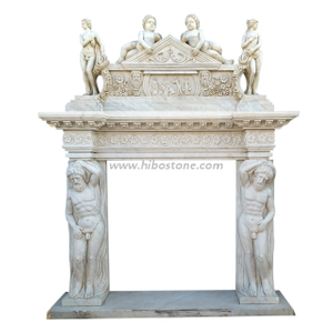 China Angel Carved Marble Fireplace Frame 