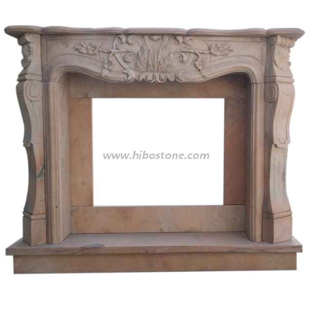 China Red Marble Handmade Fireplace Mantel